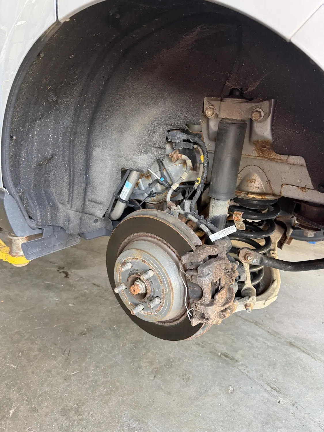Brake rotor and caliper with the wheel off at KRP Automotive Repair in Newton, NJ
